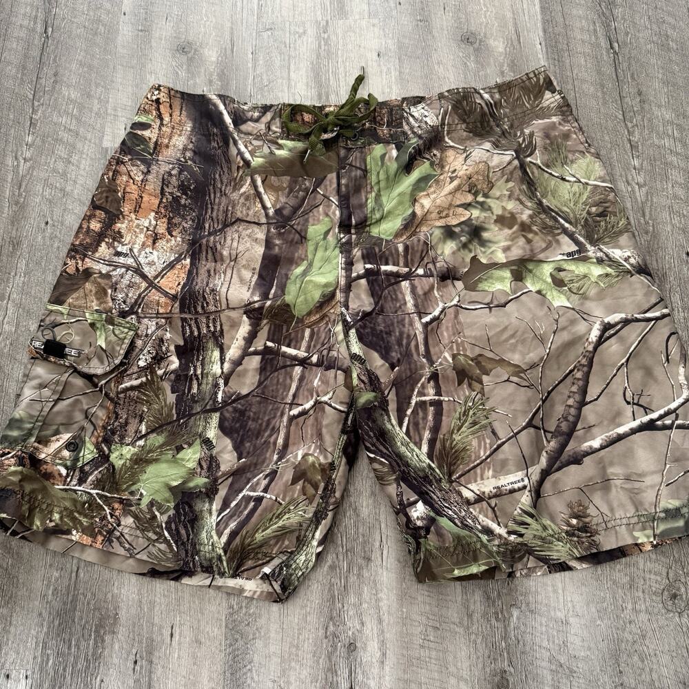 RealTree APG Boardshorts Trunks Mens XXL Woodland Camo Swim Surf Beach Unlined